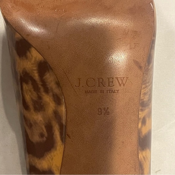 J.Crew Patent Leather Peep Toe Heels Leopard Print Size 9.5 Made In Italy - Picture 8 of 10